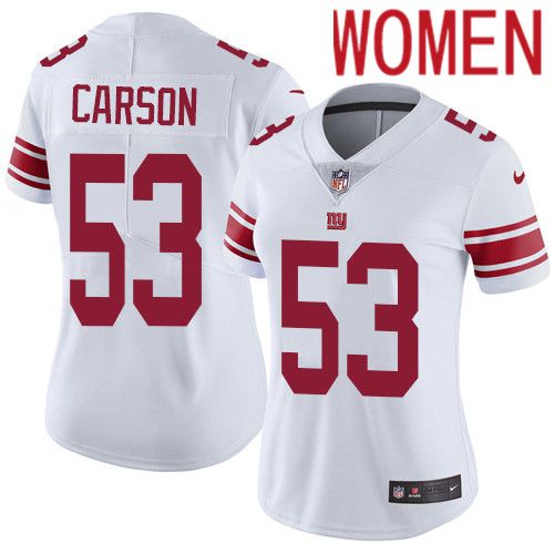 Cheap Women New York Giants 53 Harry Carson Nike White Vapor Limited NFL Jersey